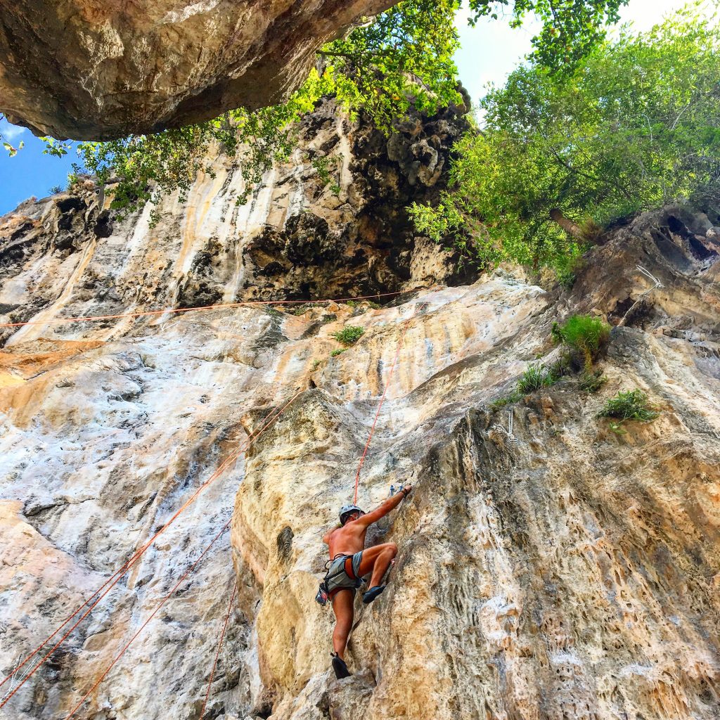 rock climbing on Railay beach Krabi