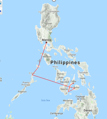 map of the philippines, philippines route, philippines route itinerary, route map of the Philippines