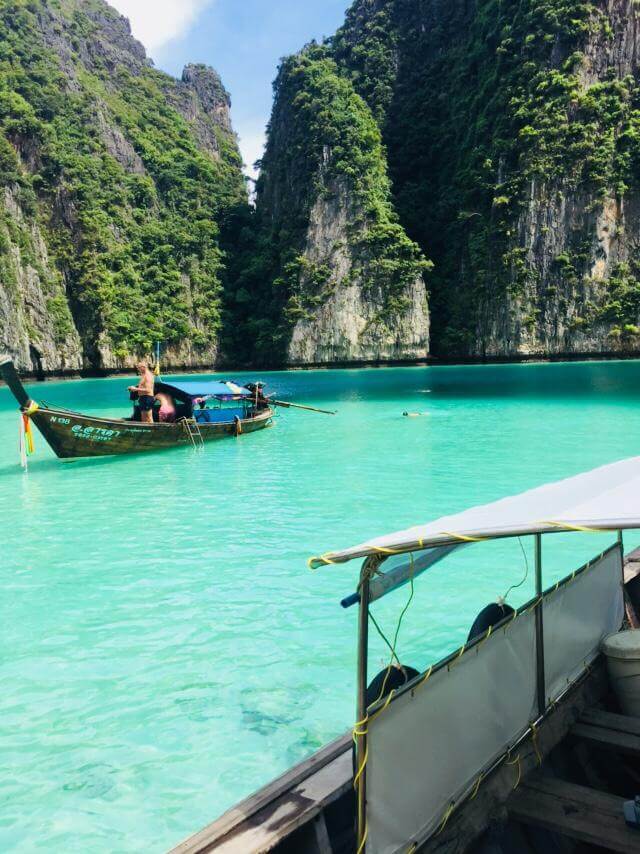 riding the long-tail boat tour around Phi Phi island and Pileh Lagoon